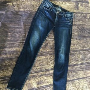 Silver skinny stretch jeans without distressing
